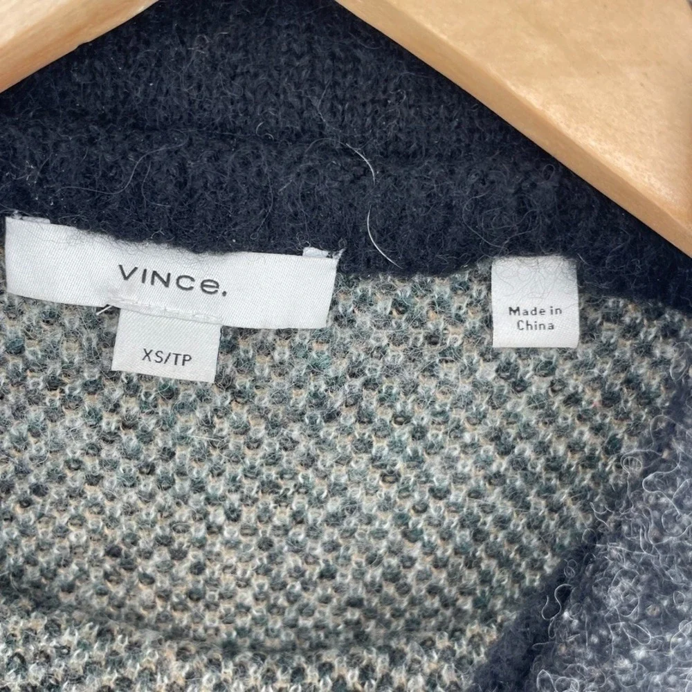 Vince‎ Brushed Floral Alpaca-Wool-Blend Funnel Neck Sweater Women's Sz XS